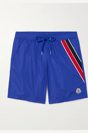 Moncler Straight-Leg Mid-Length Logo-Appliqu??d Striped Recycled Swim Shorts - Men - - S
