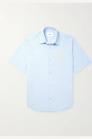 NN.07 Freddy 5973 Embroidered Striped Cotton-Poplin Shirt - Men - - S