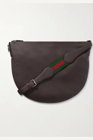 Gucci B Large Webbing-Trimmed Full-Grain Leather Messenger Bag - Men
