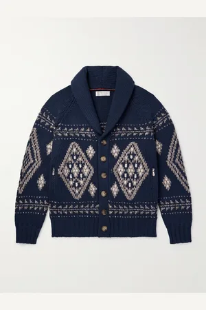 Brunello Cucinelli Shawl-Collar Jacquard-Knitted Cashmere Cardigan - Men - - IT 46