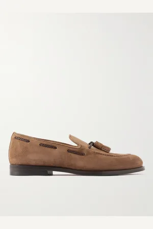 Brunello Cucinelli Tasselled Braided Leather-Trimmed Suede Loafers - Men - - EU 44
