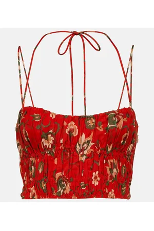 SIR Reyes printed cotton and silk crop top