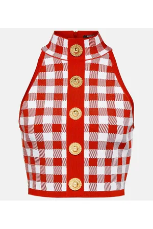 Balmain Checked crop top