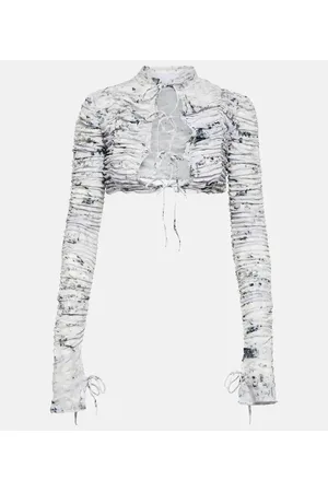 Roberta Einer Tie-front printed cropped cardigan