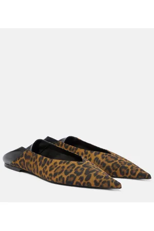 Saint Laurent Nour leopard-print leather-trimmed mules