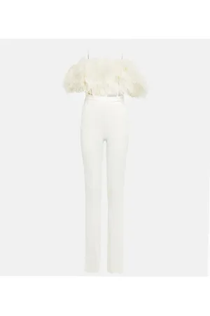 DAVID KOMA Feather-trimmed cady jumpsuit