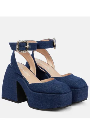 NODALETO Bulla Sofia denim platform pumps