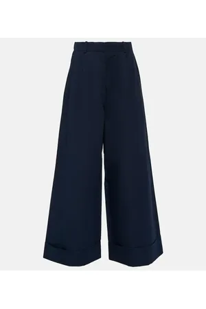CO Tton and silk poplin wide-leg pants