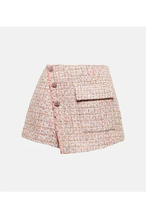 Self-Portrait Embellished high-rise tweed shorts