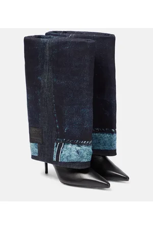 Jimmy Choo X Jean Paul Gaultier leather and denim boots