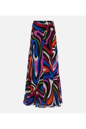 Puccini Marmo silk maxi skirt