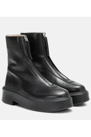 The Row Zipped 1 leather ankle boots