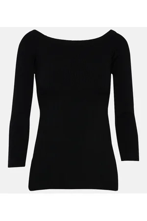 VERONICA BEARD Derick ribbed-knit off-shoulder sweater