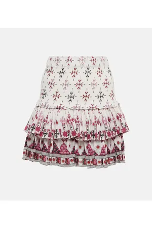Marant Etoile Naomi printed smocked cotton miniskirt