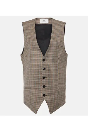 Ami Houndstooth virgin wool vest