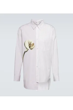 Lanvin Asymmetric printed cotton poplin shirt