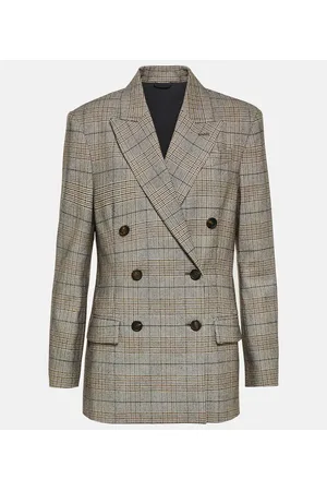 Brunello Cucinelli Checked wool and cotton-blend blazer
