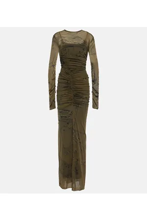 BLUMARINE Printed ruched jersey maxi dress