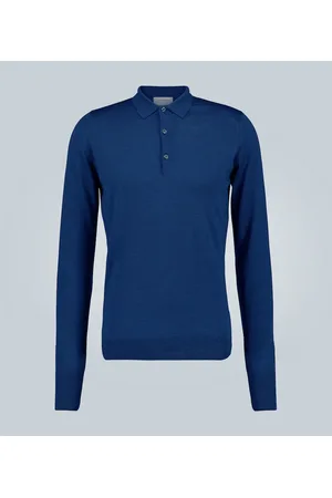 JOHN SMEDLEY Wool long-sleeved polo shirt