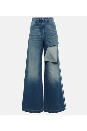 Peter Do Distressed high-rise wide-leg jeans