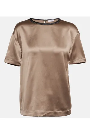 Brunello Cucinelli Silk-blend satin top