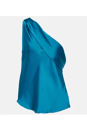 Simkhai Lexy draped one-shoulder satin top