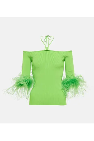GIUSEPPE DI MORABITO Feather-trimmed knitted top