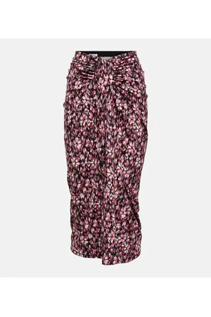 Marant Etoile Printed ruched jersey midi skirt