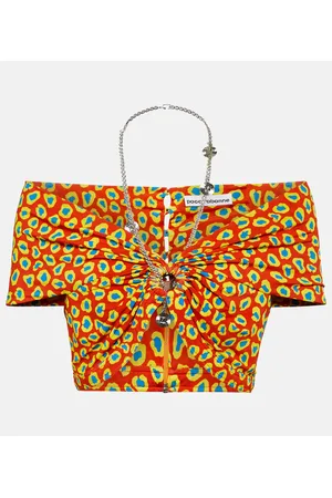 Paco rabanne Printed strapless crop top