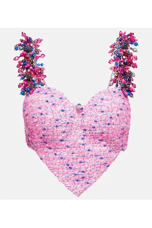 AREA Heart embellished crop top