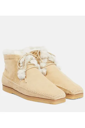 Totême Suede and faux shearling ankle boots