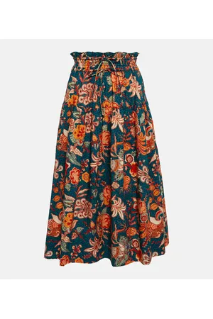 ULLA JOHNSON Kyra high-rise floral cotton midi skirt