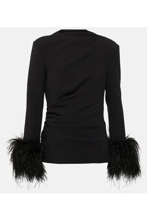 Safiyaa Feather-trimmed top