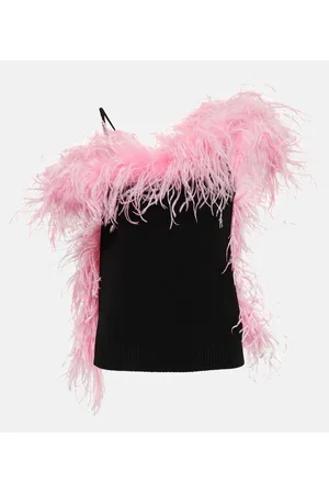 The Attico Feather-trimmed knitted top