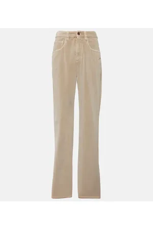 Brunello Cucinelli Mid-rise cotton velvet straight pants