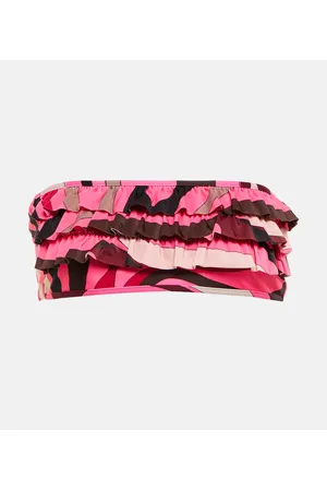 Puccini Marmo ruffled bandeau bikini top