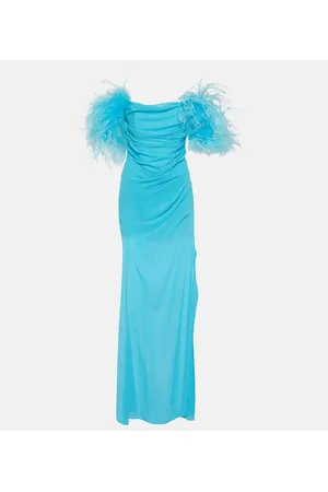 GIUSEPPE DI MORABITO Feather-trimmed georgette maxi dress