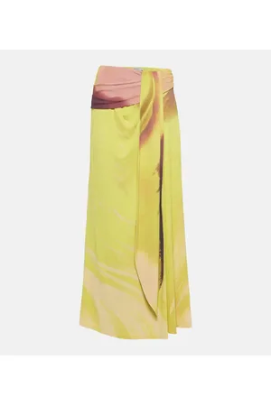 Simkhai Anika printed draped midi skirt