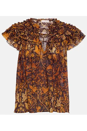 ULLA JOHNSON Signe ruffle-trimmed chiffon top