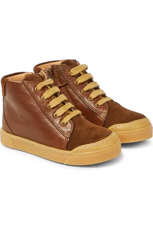 Petit Nord Suede-trimmed leather sneakers