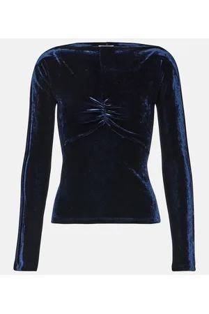 Paco rabanne Ruched off-shoulder velvet top