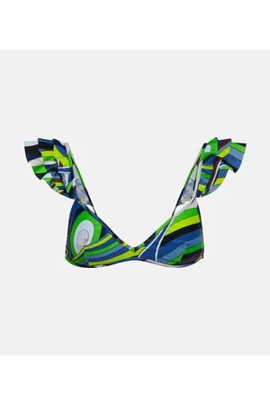 Puccini Printed ruffled bikini top