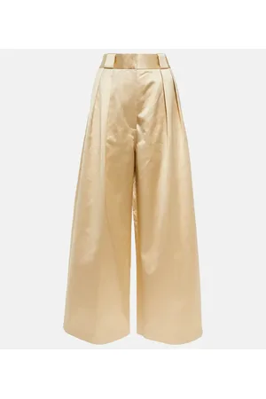 Khaite Rico high-rise wide-leg cotton-blend pants