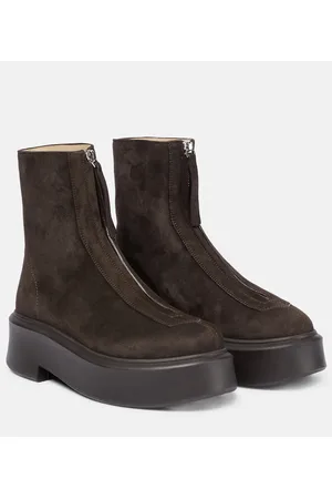The Row Zipped Boot 1 suede ankle boots
