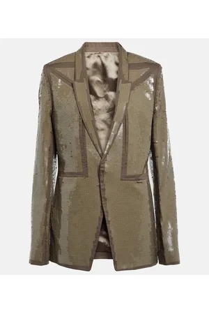 Rick Owens Sequined single-breasted cotton blazer
