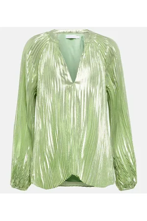Simkhai Char plissÃ© silk-blend blouse