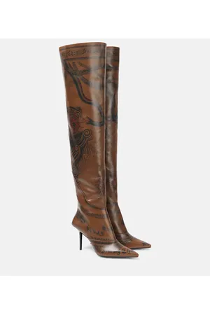 Jimmy Choo X Jean Paul Gaultier Tattoo leather over-the-knee boots