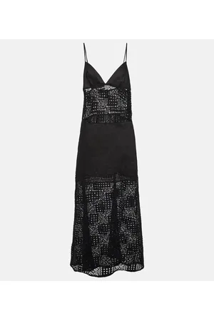 SIR Rayure crochet cotton maxi dress
