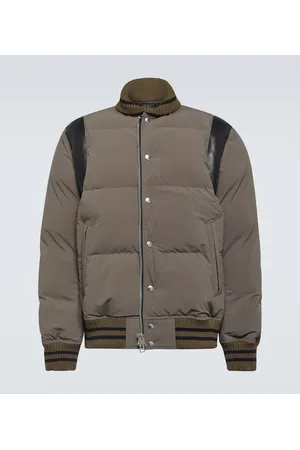 SACAI Leather-trimmed padded bomber jacket