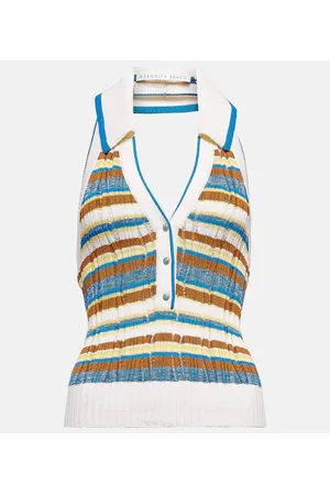 VERONICA BEARD Lirra striped halter-neck top